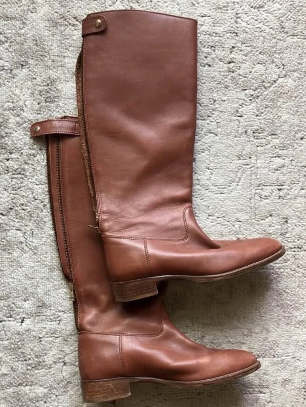 J. Crew Tall Leather Riding Boots in Chestnut Brown